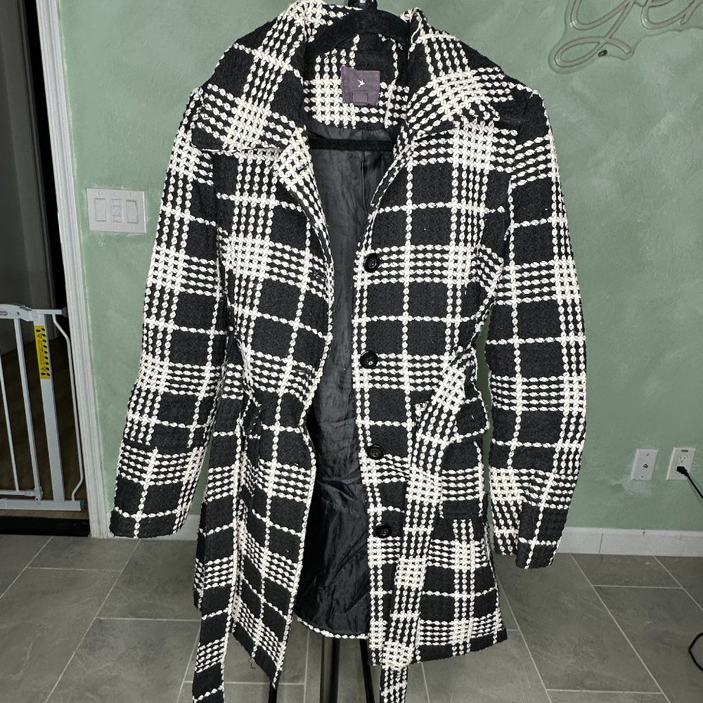 Black and White Checkered Coat